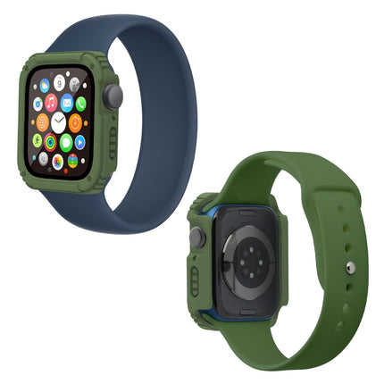 2 in 1 Screen Tempered Glass Film Protective Case For Apple Watch Series 9 / 8 / 7 45mm(Army Green)-garmade.com