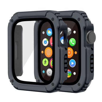 2 in 1 Screen Tempered Glass Film Protective Case For Apple Watch Series 9 / 8 / 7 45mm(Dark Grey)-garmade.com