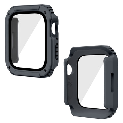 2 in 1 Screen Tempered Glass Film Protective Case For Apple Watch Series 9 / 8 / 7 45mm(Dark Grey)-garmade.com