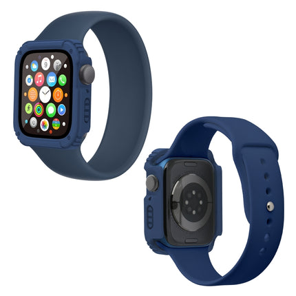2 in 1 Screen Tempered Glass Film Protective Case For Apple Watch Series 9 / 8 / 7 45mm(Midnight Blue)-garmade.com