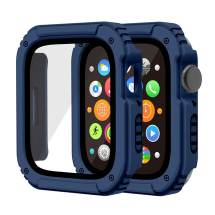 2 in 1 Screen Tempered Glass Film Protective Case For Apple Watch Series 9 / 8 / 7 41mm(Midnight Blue)-garmade.com
