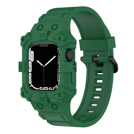 Integrated Silicone Watch Band For Apple Watch Series 8&7 45mm / SE 2&6&SE&5&4 44mm / 3&2&1 42mm(Olive Green)-garmade.com