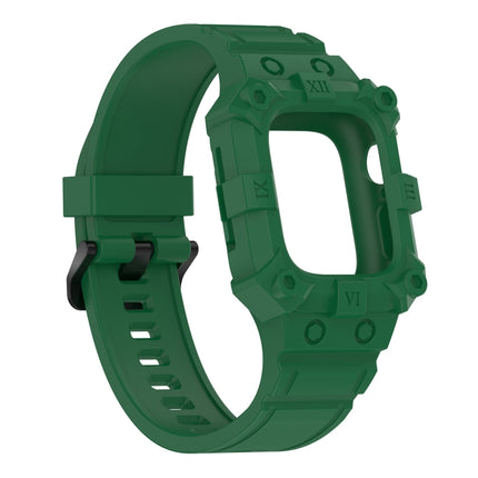 Integrated Silicone Watch Band For Apple Watch Series 8&7 45mm / SE 2&6&SE&5&4 44mm / 3&2&1 42mm(Olive Green)-garmade.com