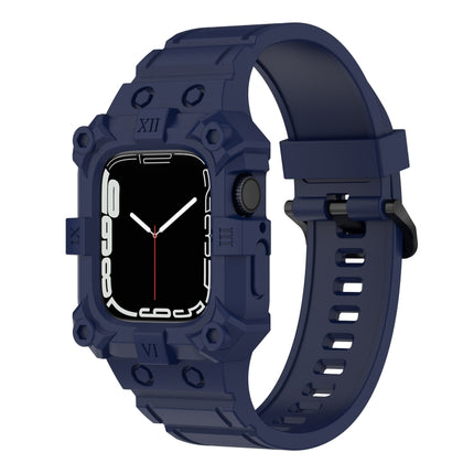 Integrated Silicone Watch Band For Apple Watch Series 8&7 45mm / SE 2&6&SE&5&4 44mm / 3&2&1 42mm(Navy Blue)-garmade.com