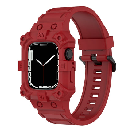 Integrated Silicone Watch Band For Apple Watch Series 8&7 45mm / SE 2&6&SE&5&4 44mm / 3&2&1 42mm(Red)-garmade.com