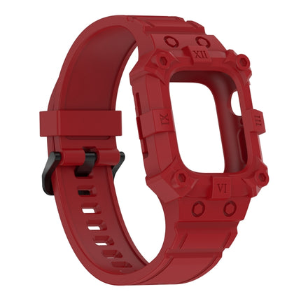 Integrated Silicone Watch Band For Apple Watch Series 8&7 45mm / SE 2&6&SE&5&4 44mm / 3&2&1 42mm(Red)-garmade.com