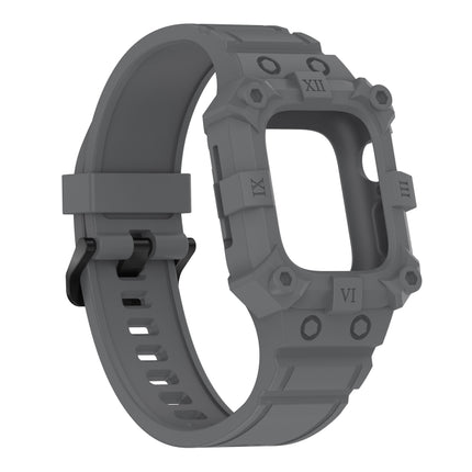 Integrated Silicone Watch Band For Apple Watch Series 8&7 45mm / SE 2&6&SE&5&4 44mm / 3&2&1 42mm(Dark Grey)-garmade.com