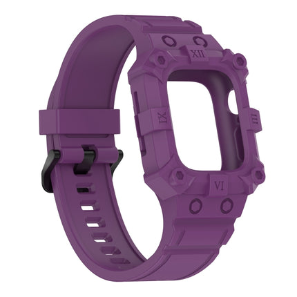 Integrated Silicone Watch Band For Apple Watch Series 8&7 45mm / SE 2&6&SE&5&4 44mm / 3&2&1 42mm(Purple)-garmade.com