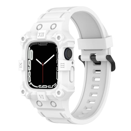 Integrated Silicone Watch Band For Apple Watch Series 9&8&7 41mm / SE 3&SE 2&6&SE&5&4 40mm / 3&2&1 38mm(White)-garmade.com