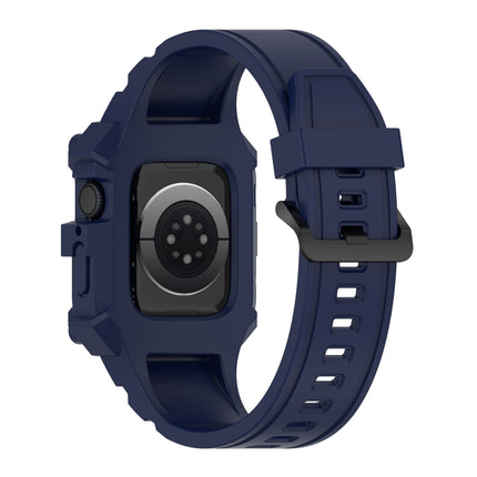 Integrated Silicone Watch Band For Apple Watch Series 9&8&7 41mm / SE 3&SE 2&6&SE&5&4 40mm / 3&2&1 38mm(Navy Blue)-garmade.com