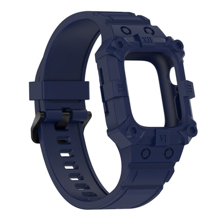 Integrated Silicone Watch Band For Apple Watch Series 9&8&7 41mm / SE 3&SE 2&6&SE&5&4 40mm / 3&2&1 38mm(Navy Blue)-garmade.com