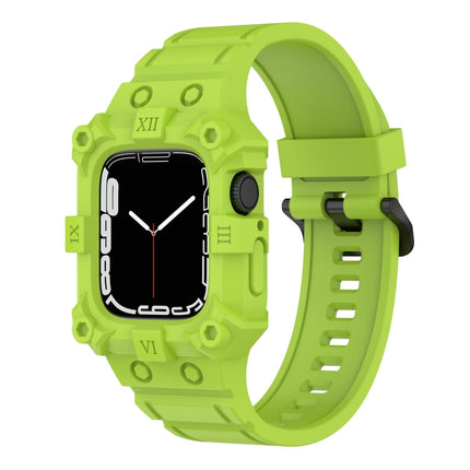 Integrated Silicone Watch Band For Apple Watch Series 9&8&7 41mm / SE 3&SE 2&6&SE&5&4 40mm / 3&2&1 38mm(Lime Green)-garmade.com