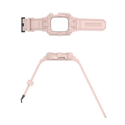 Integrated Silicone Watch Band For Apple Watch Series 9&8&7 41mm / SE 3&SE 2&6&SE&5&4 40mm / 3&2&1 38mm(Pink)-garmade.com
