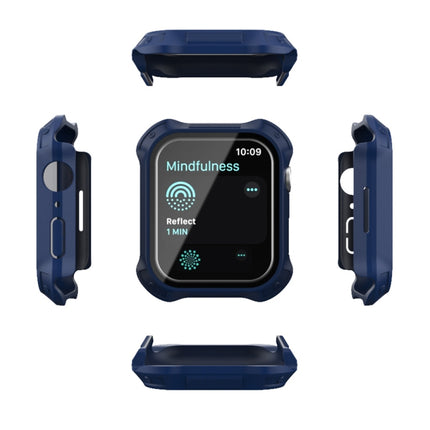 2 in 1 Frosted PC Frame + Screen Tempered Glass Film Protective Case For Apple Watch Series 9 / 8 / 7 41mm(Blue)-garmade.com