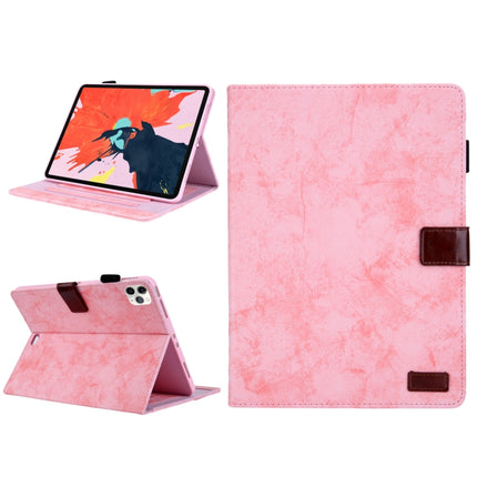 For iPad Pro 11 (2020) & (2018) Marble Style Cloth Texture Tablet PC Protective Leather Case with Bracket & Card Slot & Photo Holder(Pink)-garmade.com
