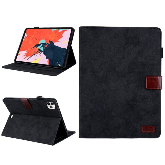 For iPad Pro 11 (2020) & (2018) Marble Style Cloth Texture Tablet PC Protective Leather Case with Bracket & Card Slot & Photo Holder(Black)-garmade.com