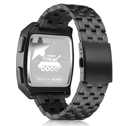 NORTH EDGE CyberTank Stainless Steel Strap Multifunctional Electronic Watch(Black)-garmade.com