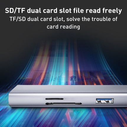 5 in 1 Type-C to SD / TF Card Slot + 3 USB Ports Multifunctional Docking Station HUB(Grey)-garmade.com
