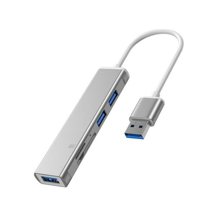 5 in 1 USB to SD / TF Card Slot + 3 USB Ports Multifunctional Docking Station HUB(Silver)-garmade.com