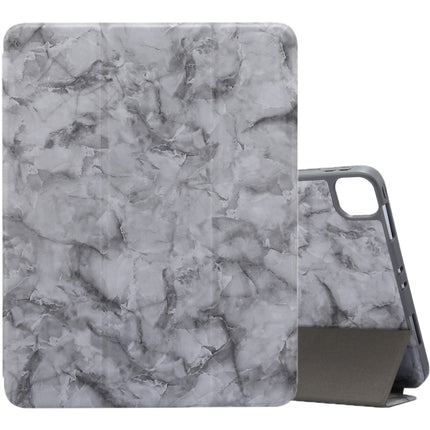 For iPad Pro 11 inch 2020 / 2018 Three-fold Marble Texture Protective Tablet Case with Pen Slot & Sleep / Screen Suction Function(Black Gray)-garmade.com