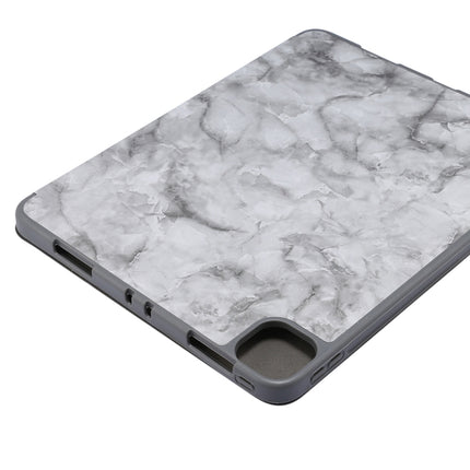 For iPad Pro 11 inch 2020 / 2018 Three-fold Marble Texture Protective Tablet Case with Pen Slot & Sleep / Screen Suction Function(Black Gray)-garmade.com
