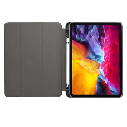 For iPad Pro 11 inch 2020 / 2018 Three-fold Marble Texture Protective Tablet Case with Pen Slot & Sleep / Screen Suction Function(Blue)-garmade.com