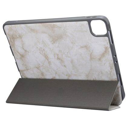 For iPad Pro 11 inch 2020 / 2018 Three-fold Marble Texture Protective Tablet Case with Pen Slot & Sleep / Screen Suction Function(Smoky Gray)-garmade.com
