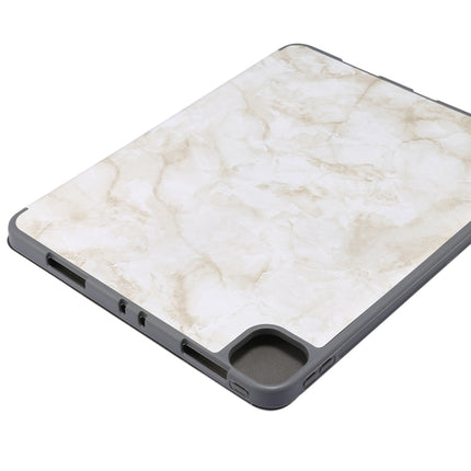 For iPad Pro 11 inch 2020 / 2018 Three-fold Marble Texture Protective Tablet Case with Pen Slot & Sleep / Screen Suction Function(Smoky Gray)-garmade.com