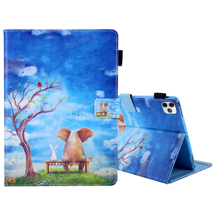 For iPad Pro 11 (2020) & (2018) Painted Pattern Tablet PC Protective Leather Case with Bracket & Card Slot & Photo Holder(Elephant Rabbit)-garmade.com