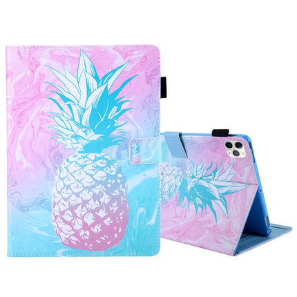 For iPad Pro 11 (2020) & (2018) Painted Pattern Tablet PC Protective Leather Case with Bracket & Card Slot & Photo Holder(Blue Pink Pineapple)-garmade.com