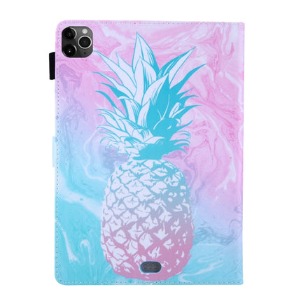 For iPad Pro 11 (2020) & (2018) Painted Pattern Tablet PC Protective Leather Case with Bracket & Card Slot & Photo Holder(Blue Pink Pineapple)-garmade.com