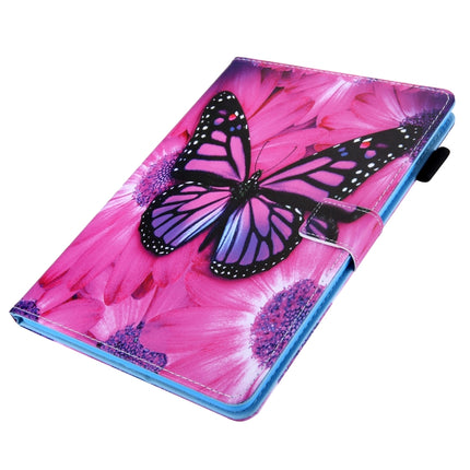 For iPad Pro 11 (2020) & (2018) Painted Pattern Tablet PC Protective Leather Case with Bracket & Card Slot & Photo Holder(Red Flower Pink Butterfly)-garmade.com