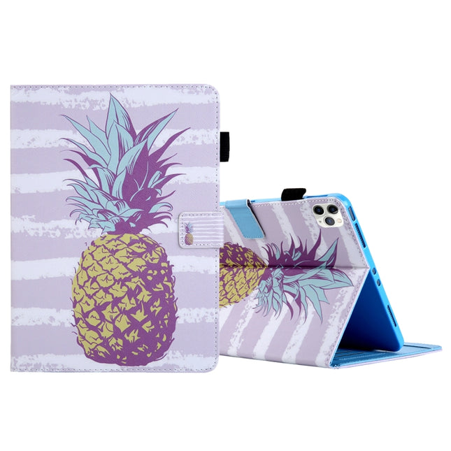 For iPad Pro 11 (2020) & (2018) Painted Pattern Tablet PC Protective Leather Case with Bracket & Card Slot & Photo Holder(Golden Pineapple)-garmade.com