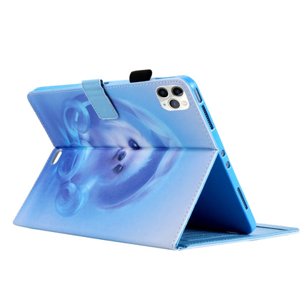 For iPad Pro 11 (2020) & (2018) Painted Pattern Tablet PC Protective Leather Case with Bracket & Card Slot & Photo Holder(Blue Background Puppy)-garmade.com