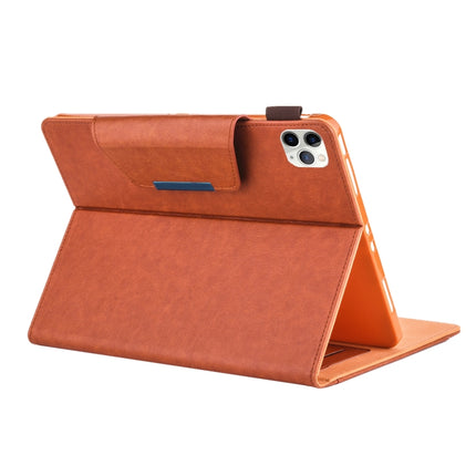 For iPad Pro 11 (2020) & (2018) Big Metal Button Business Tablet PC Protective Leather Case with Bracket & Card Slot & Photo Holder & Wallet(Brown)-garmade.com