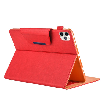 For iPad Pro 11 (2020) & (2018) Big Metal Button Business Tablet PC Protective Leather Case with Bracket & Card Slot & Photo Holder & Wallet(Red)-garmade.com