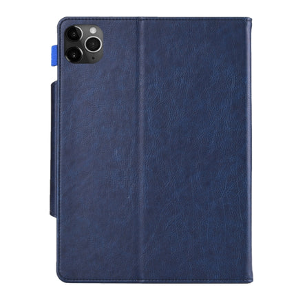 For iPad Pro 11 (2020) & (2018) Big Metal Button Business Tablet PC Protective Leather Case with Bracket & Card Slot & Photo Holder & Wallet(Blue)-garmade.com