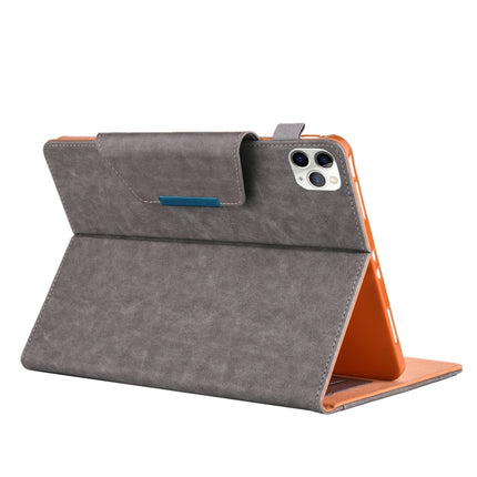 For iPad Pro 11 (2020) & (2018) Big Metal Button Business Tablet PC Protective Leather Case with Bracket & Card Slot & Photo Holder & Wallet(Gray)-garmade.com