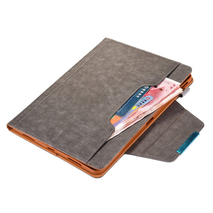 For iPad Pro 11 (2020) & (2018) Big Metal Button Business Tablet PC Protective Leather Case with Bracket & Card Slot & Photo Holder & Wallet(Gray)-garmade.com