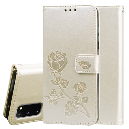 For Galaxy S20 Rose Embossed Horizontal Flip PU Leather Case with Holder & Card Slots & Wallet(Gold)-garmade.com
