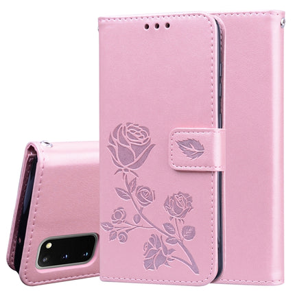 For Galaxy S20 Rose Embossed Horizontal Flip PU Leather Case with Holder & Card Slots & Wallet(Rose Gold)-garmade.com