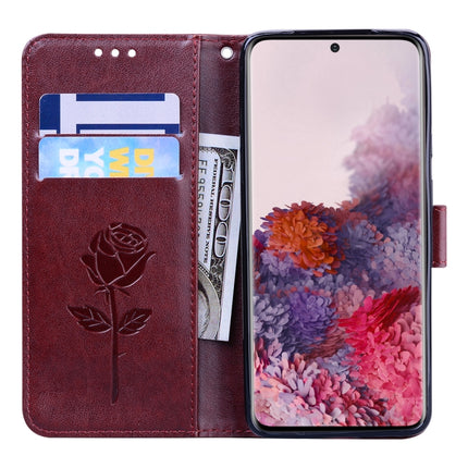 For Galaxy S20 Rose Embossed Horizontal Flip PU Leather Case with Holder & Card Slots & Wallet(Brown)-garmade.com
