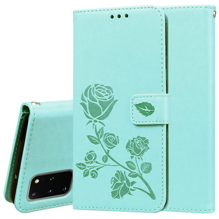 For Galaxy S20 Plus Rose Embossed Horizontal Flip PU Leather Case with Holder & Card Slots & Wallet(Green)-garmade.com