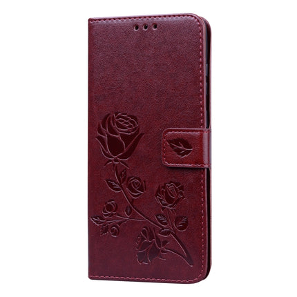 For Galaxy S20 Plus Rose Embossed Horizontal Flip PU Leather Case with Holder & Card Slots & Wallet(Brown)-garmade.com