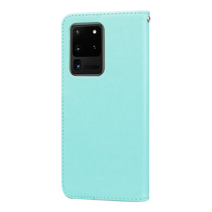 For Galaxy S20 Ultra Rose Embossed Horizontal Flip PU Leather Case with Holder & Card Slots & Wallet(Green)-garmade.com