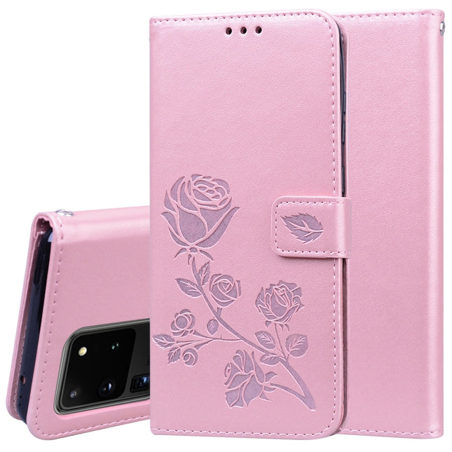 For Galaxy S20 Ultra Rose Embossed Horizontal Flip PU Leather Case with Holder & Card Slots & Wallet(Rose Gold)-garmade.com