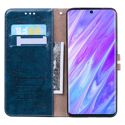 For Galaxy S20 Business Style Oil Wax Texture Horizontal Flip Leather Case, with Holder & Card Slots & Wallet(Blue)-garmade.com