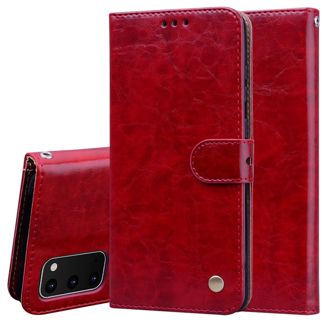 For Galaxy S20 Business Style Oil Wax Texture Horizontal Flip Leather Case, with Holder & Card Slots & Wallet(Red)-garmade.com