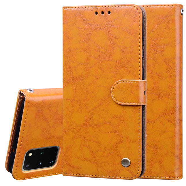 For Galaxy S20 Plus Business Style Oil Wax Texture Horizontal Flip Leather Case, with Holder & Card Slots & Wallet(Brown)-garmade.com