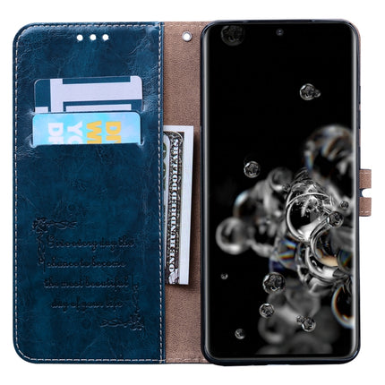 For Galaxy S20 Ultra Business Style Oil Wax Texture Horizontal Flip Leather Case, with Holder & Card Slots & Wallet(Blue)-garmade.com